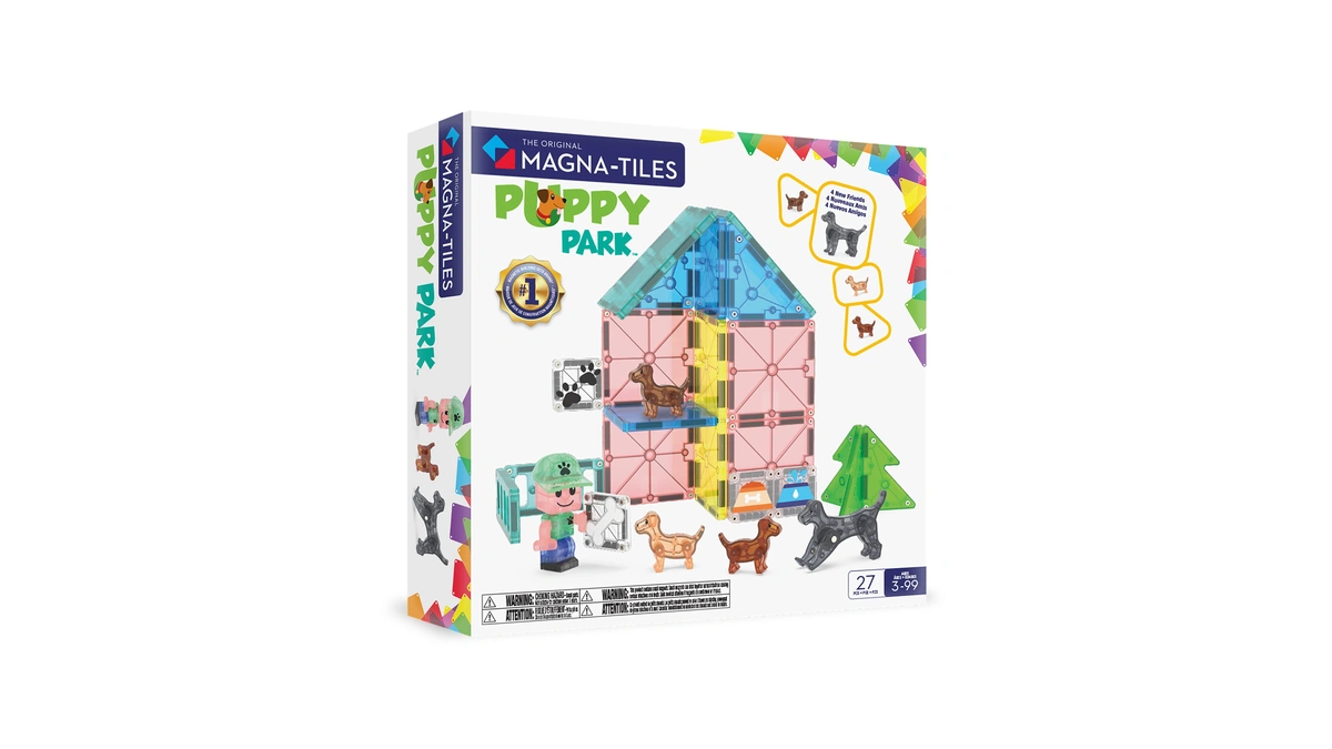 Magna-tiles Puppy Park 27-piece Magnetic Construction Set, The Original Magnetic