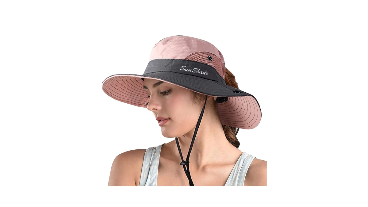 Zooron 1 Pack Women's Ponytail Safari Sun Hat,wide Brim Uv