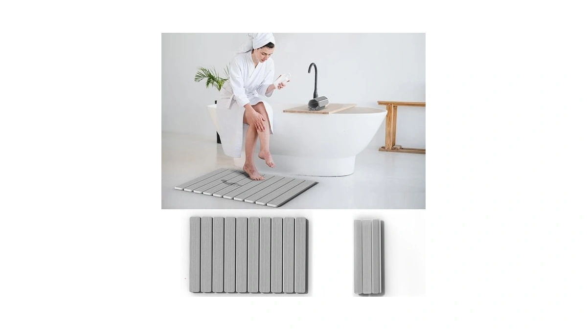 Mpupmiao Foldable Stone Bath Mat - Super Absorbent Diatomaceous Earth