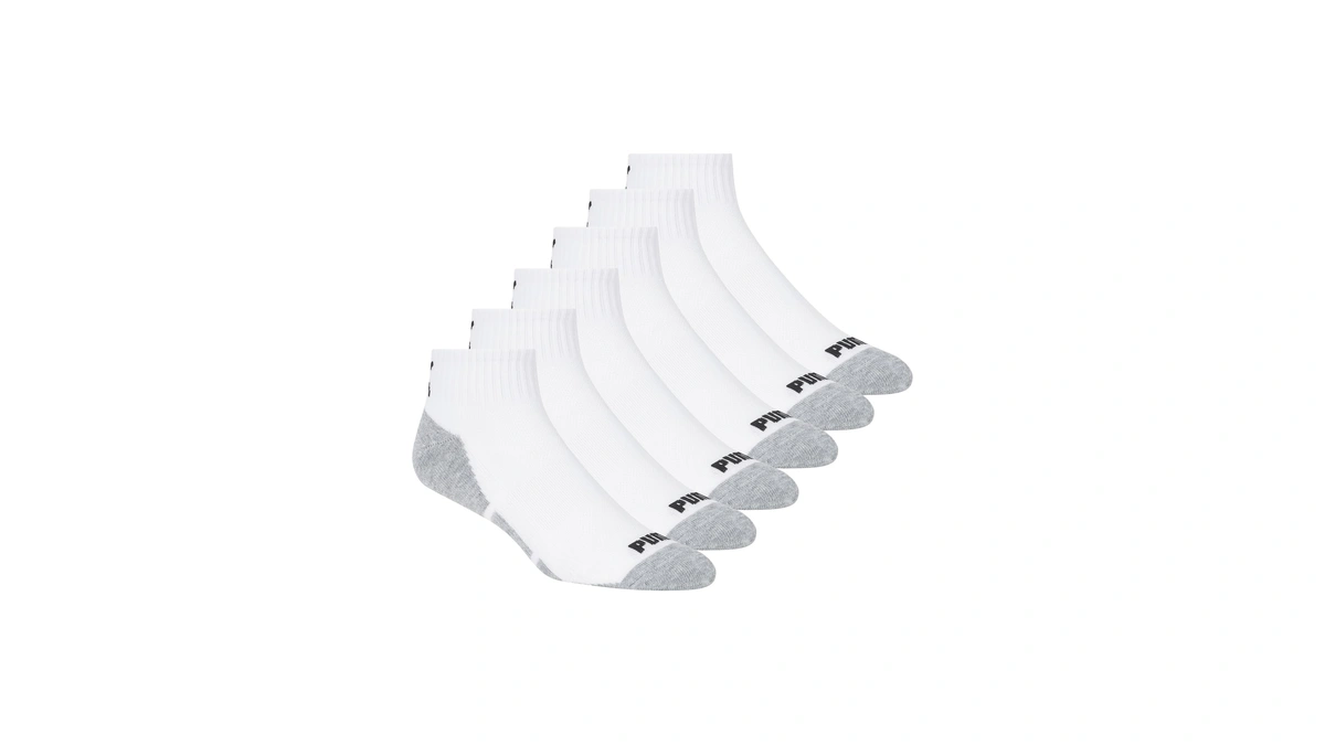 Puma Men's 6 Pack Quarter Crew Socks, White, 10-13