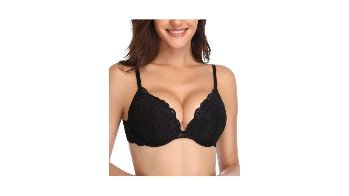 Deyllo Women’s Push Up Lace Bra Comfort Padded Underwire Bra