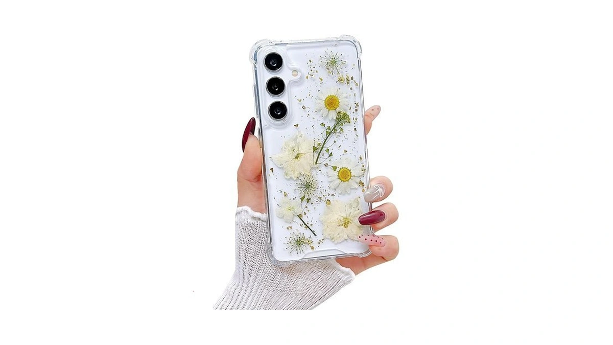 Lewrtser Compatible With Samsung Galaxy S25 Case Cute Pressed Dried
