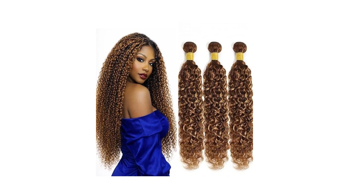 P4/30 Highlight Human Hair Jerry Curly Bundles 8 10 12