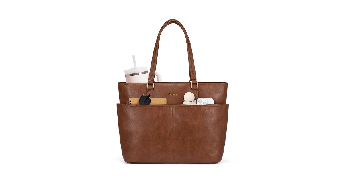 Lovevook Work Tote Bags For Women, Vintage Leather 15.6 Inch