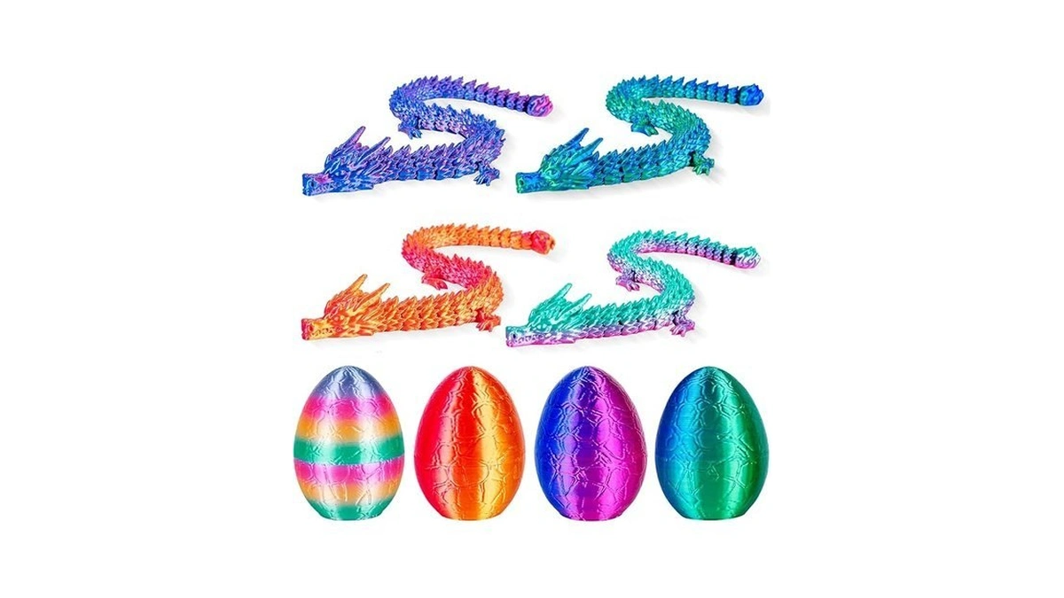 3dgenius 4pcs 3d Printed Dragon Eggs With Articulated Dragon Inside,