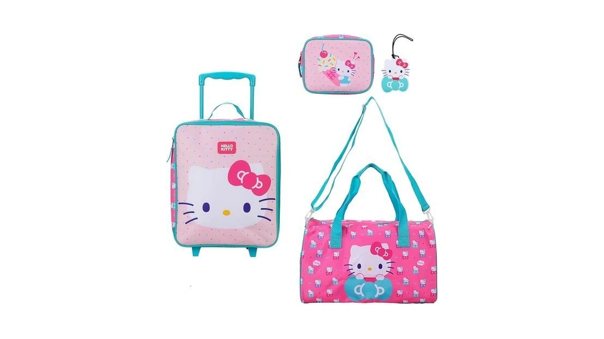 Bioworld Hello Kitty Kids' 4-piece Travel Set With Suitcase, Duffle