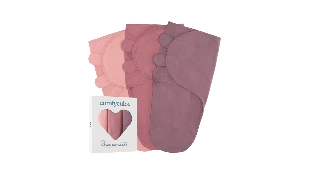 Comfy Cubs Easy Swaddle Blanket, 3 Pack - 100% Cotton