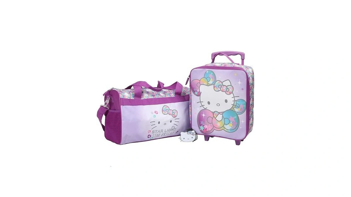 Bioworld Hello Kitty Starshine 3-piece Youth Pilot Case Duffle Bag