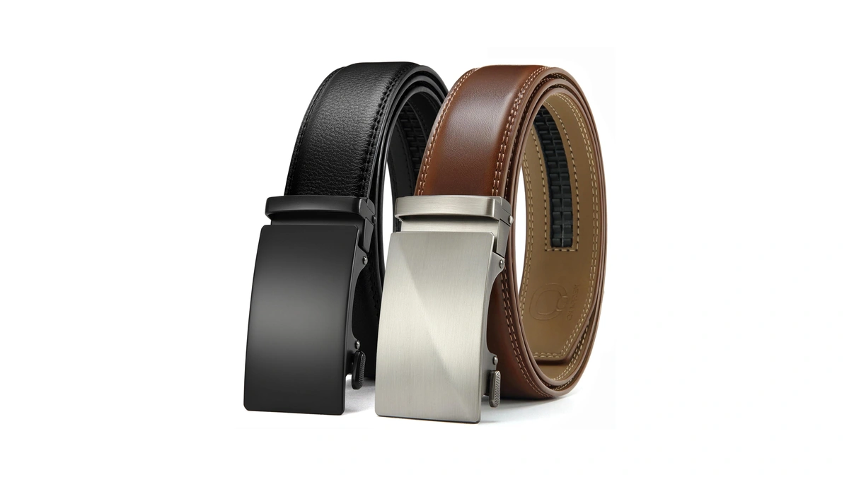 Chaoren Leather Ratchet Belt Men 2 Pack - Customizable Fit,