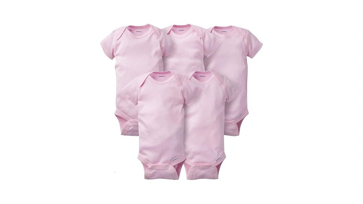 Gerber Unisex Baby 5-pack Solid Onesies Bodysuits Shirt, Pink, 18