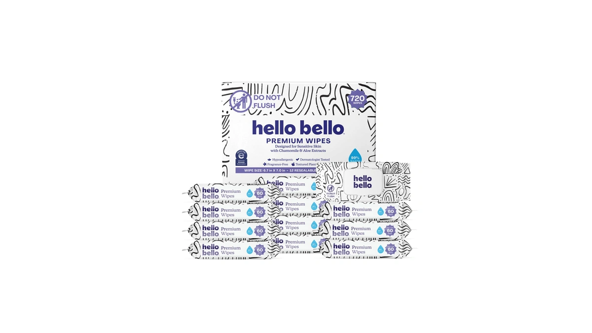 Hello Bello Premium Wipes, Designed For Sensitive Skin With Chamomile
