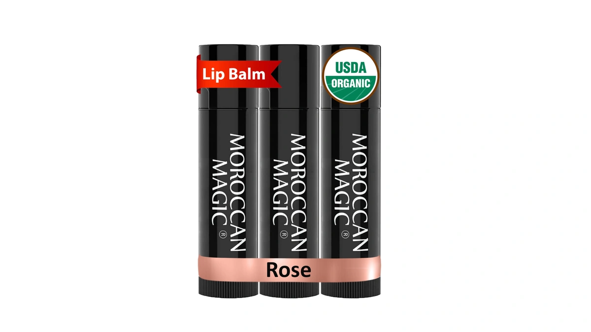 Moroccan Magic Organic Rose Lip Balm 3 Pack | Ultra-hydrating