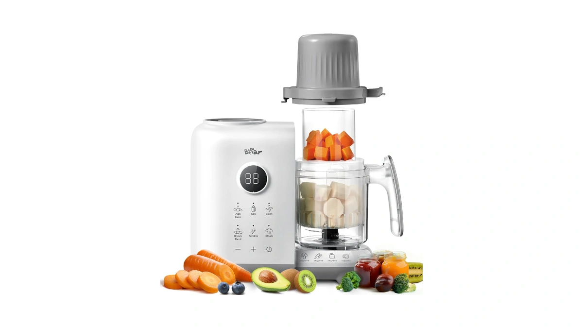 Bear Baby Food Maker With 18.5oz Dual-layer Steam Baskets, Onestep