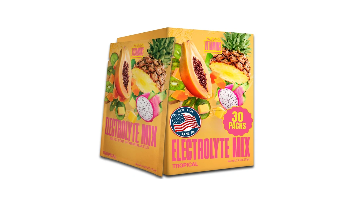 Dr. Price’s Electrolytes Hydration Powder Packets – Tropical, 30 Packs