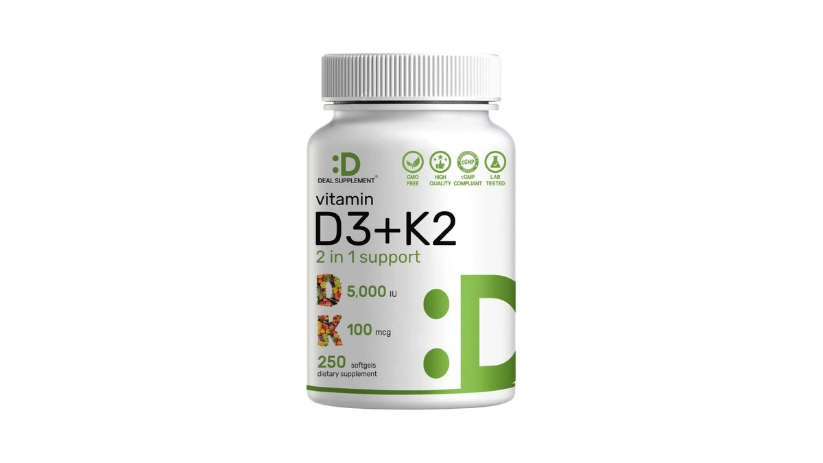 Deal Supplement Vitamin D3 5,000 Iu + K2 Mk7 Softgels,