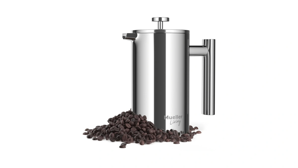 Muellerliving French Press Coffee Maker 20oz, Stainless Steel French Press