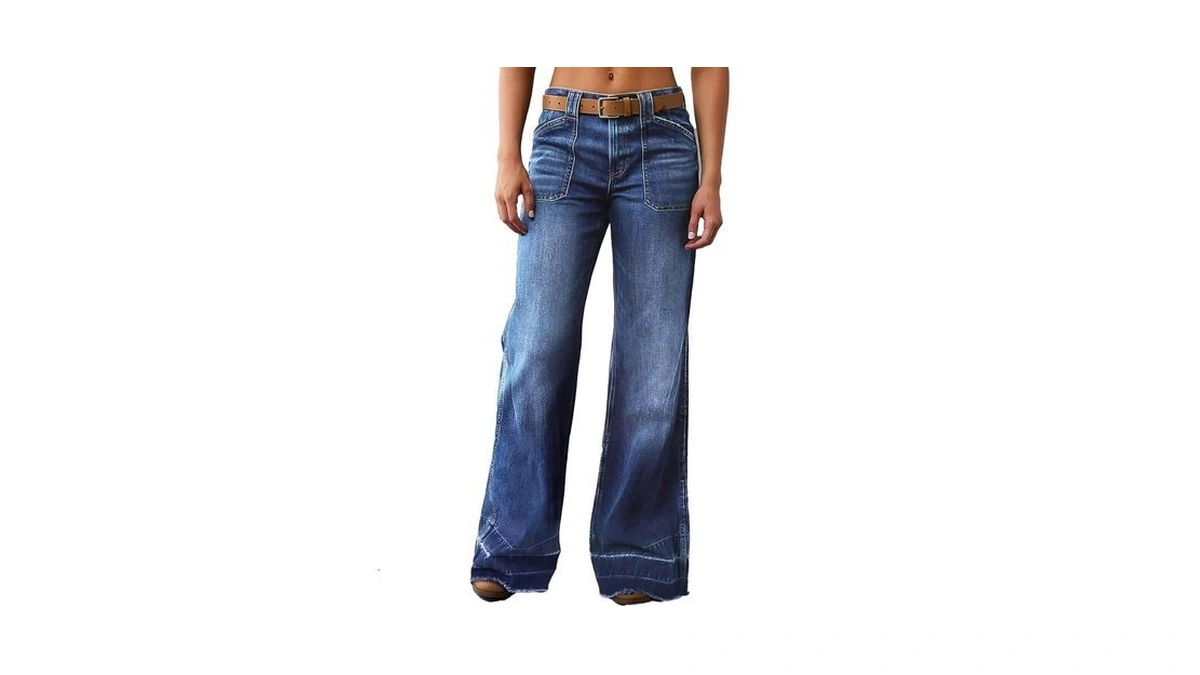 Flvsun Wide Straight Leg Stretchy Jeans For Women Mid High