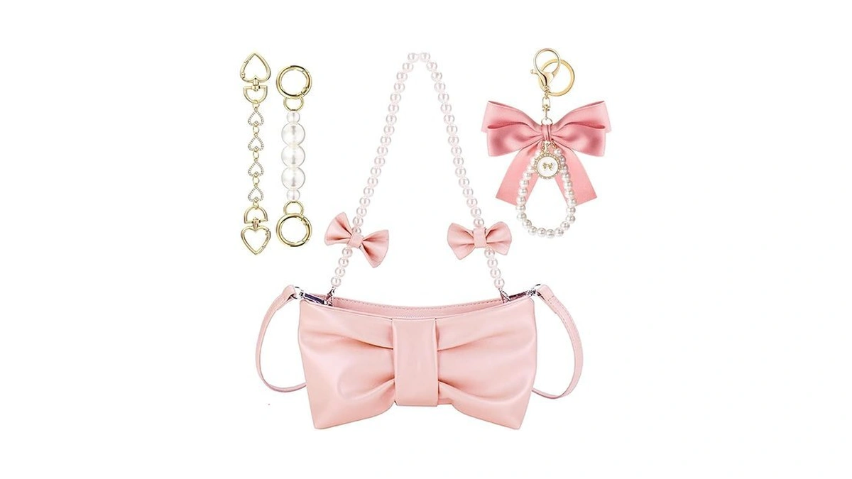5 Pcs Coquette Pearl Leather Bow Purse For Women Christmas