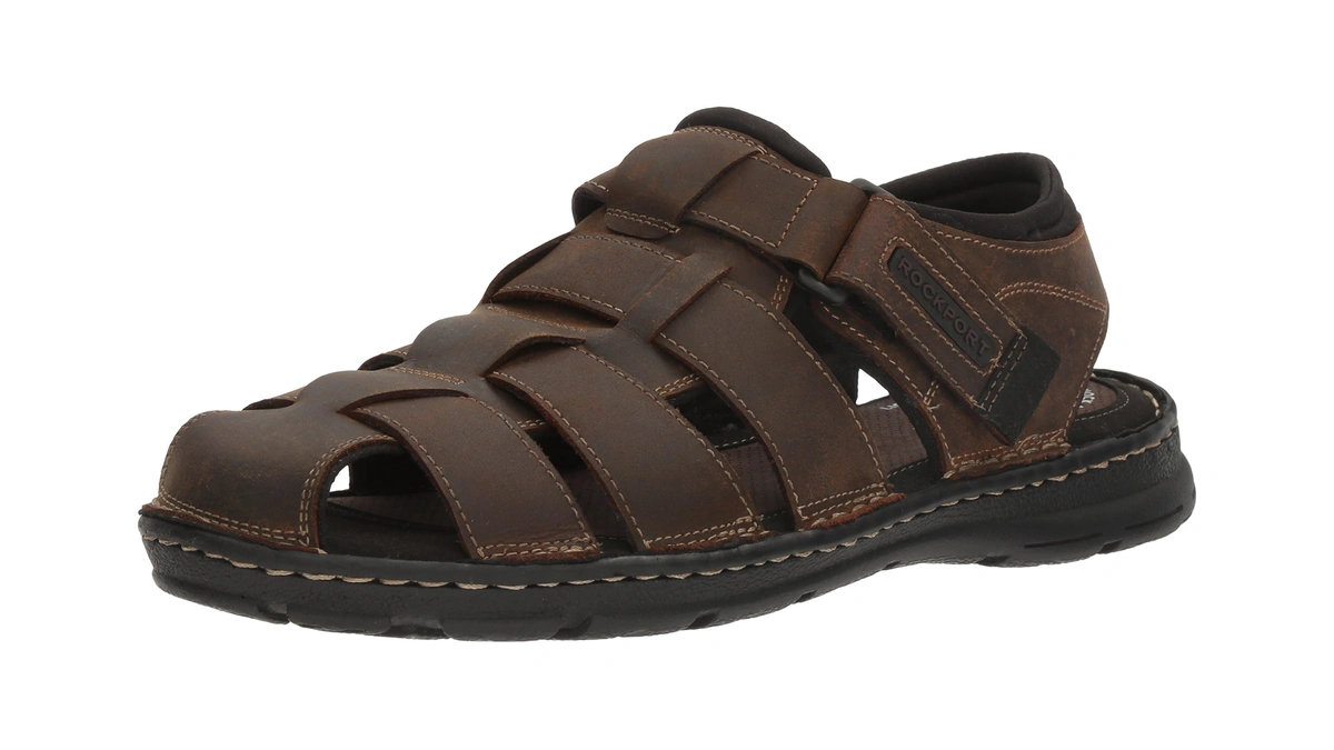 Rockport Men's Darwyn Fishermen Sandal, Brown Ii Leather, 10.5 W