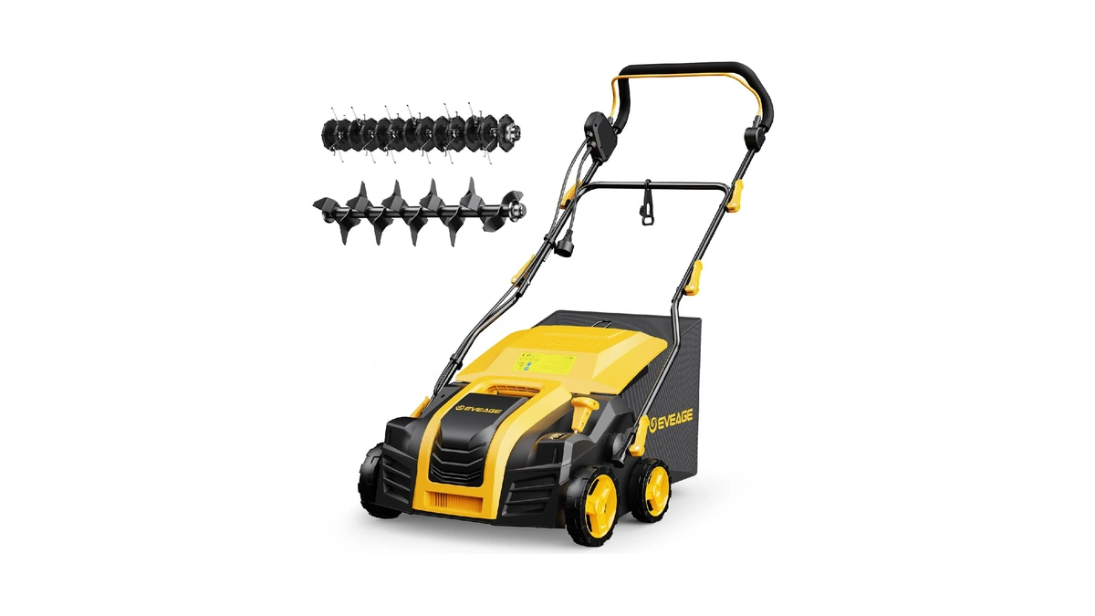 Eveage 16 Inch 2-in-1 Electric Dethatcher And Scarifier 5-position Depth