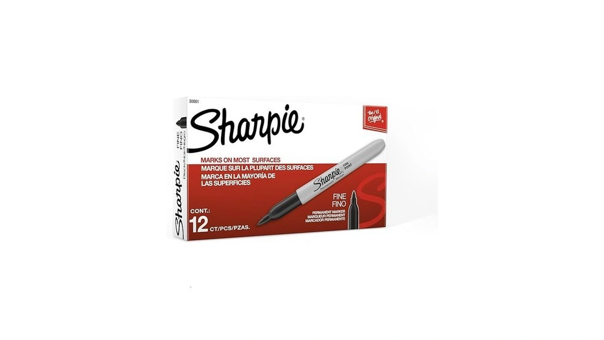 Sharpie Permanent Markers, Fine Tip, Black, 12 Count - Quick