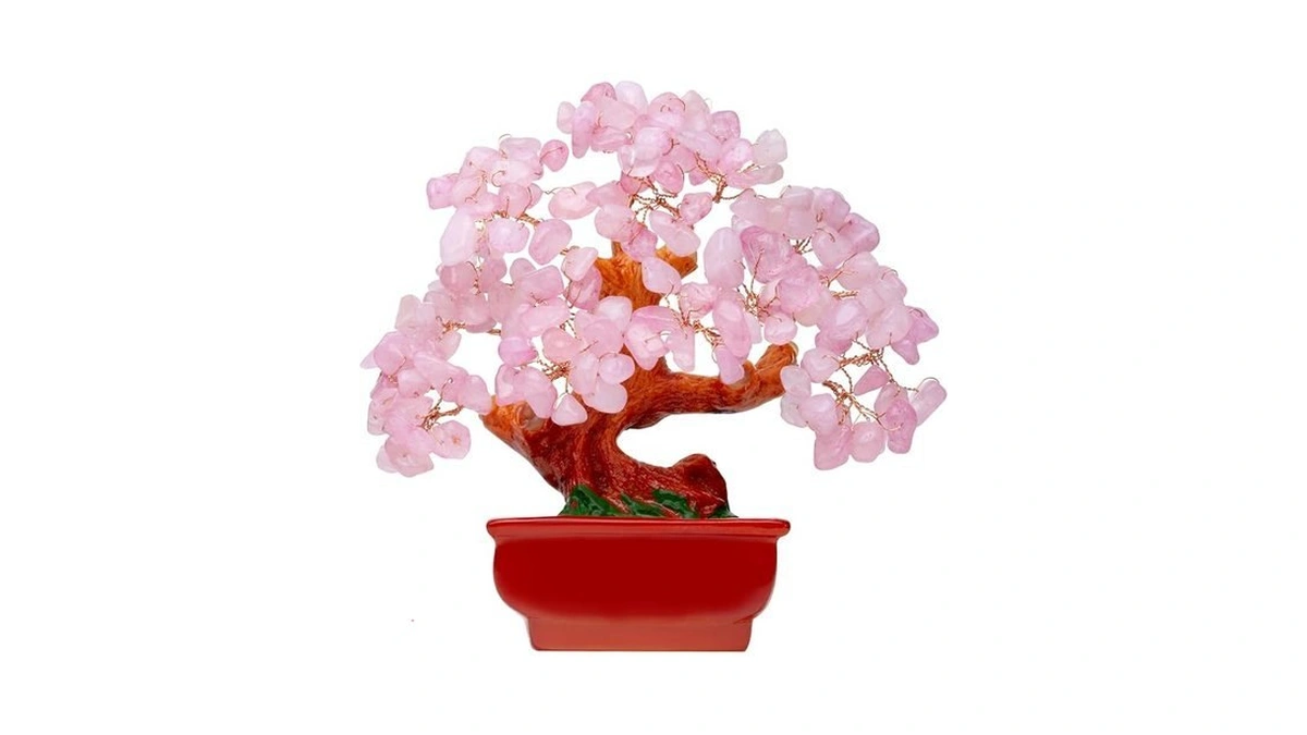 Qinjiejie Crystal Tree Rose Quartz Crystals Feng Shui Decor Money