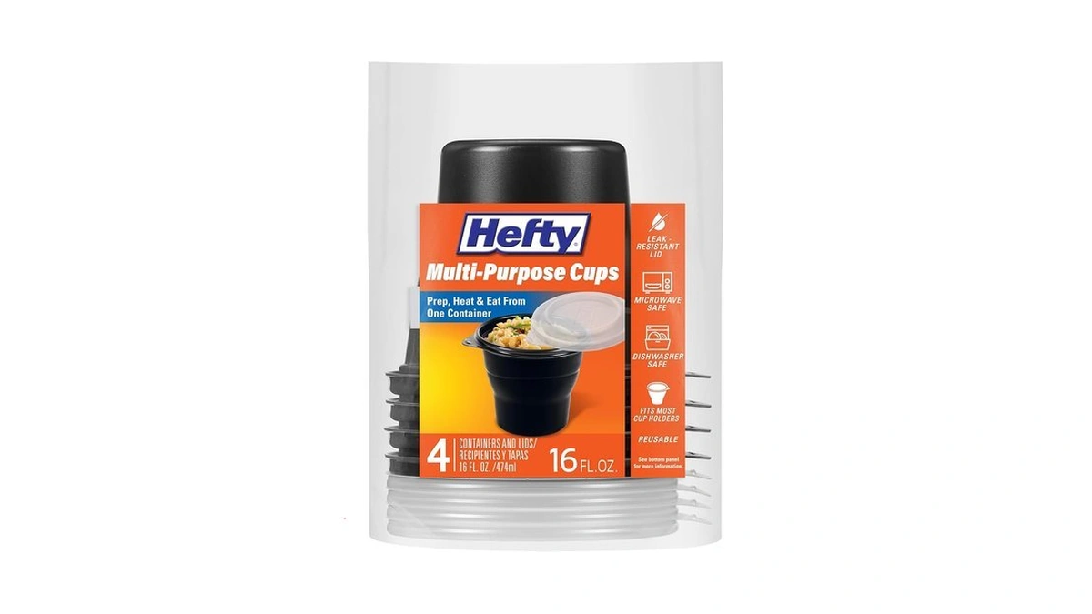 Hefty Multi-purpose Cups, Reusable Containers With Lids, 16 Ounce Capacity,