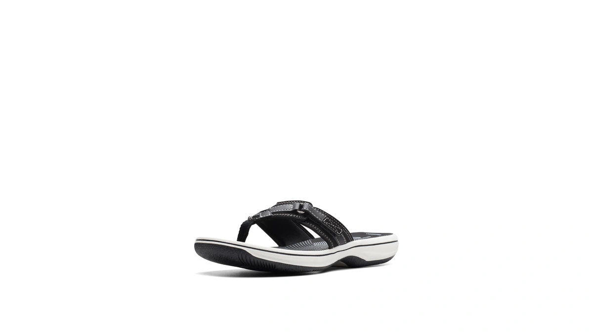 Clarks Women's Breeze Sea Flip-flop, Black Synthetic, 8