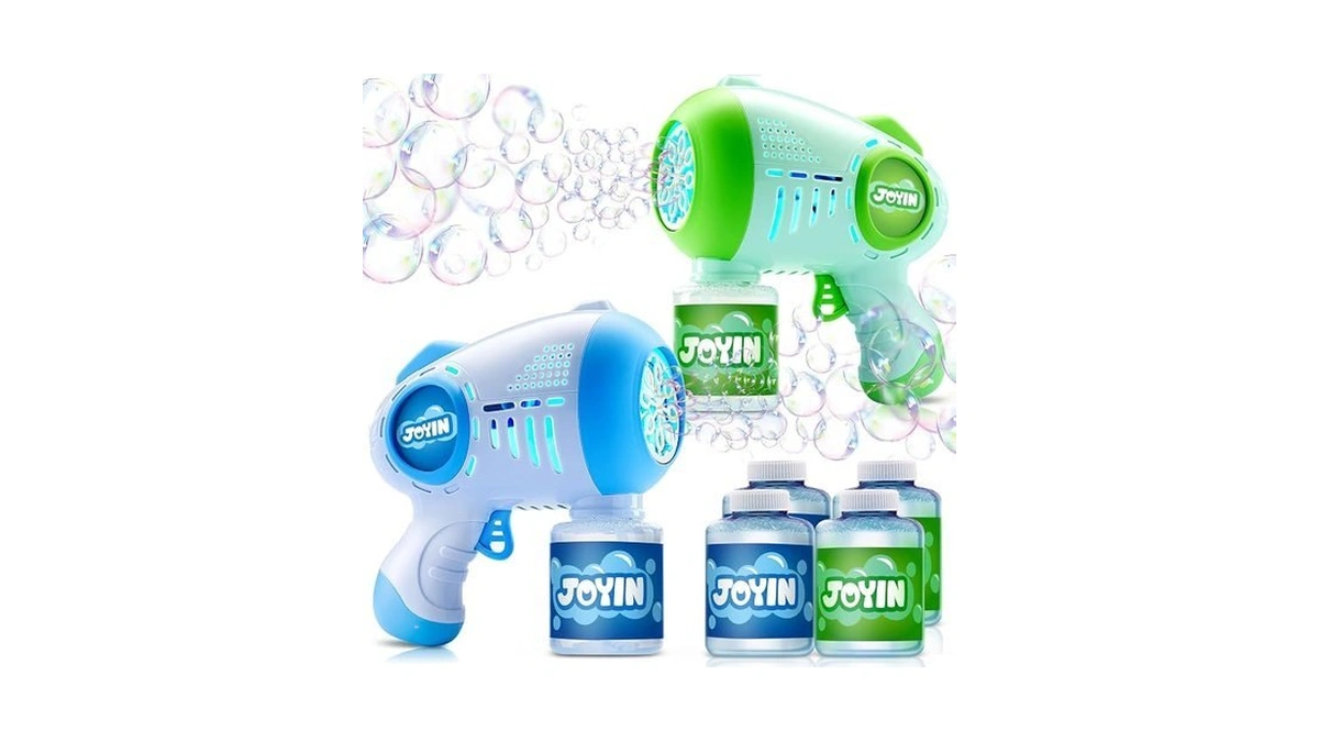 Joyin 2 Kids Bubble Guns With 4 Bottles Solution, Automatic