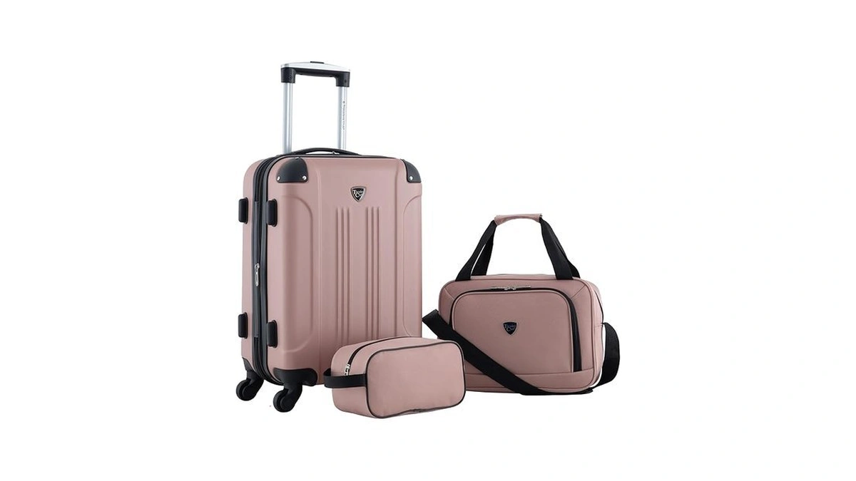 Travelers Club Chicago Hardside Expandable Spinner Luggage, Rose Gold, 3