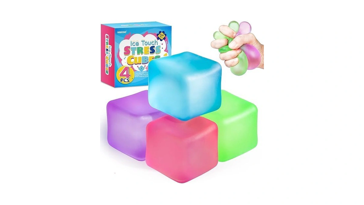 4 Pack Stress Cube, Slow Rising Ice Cube Stress Balls