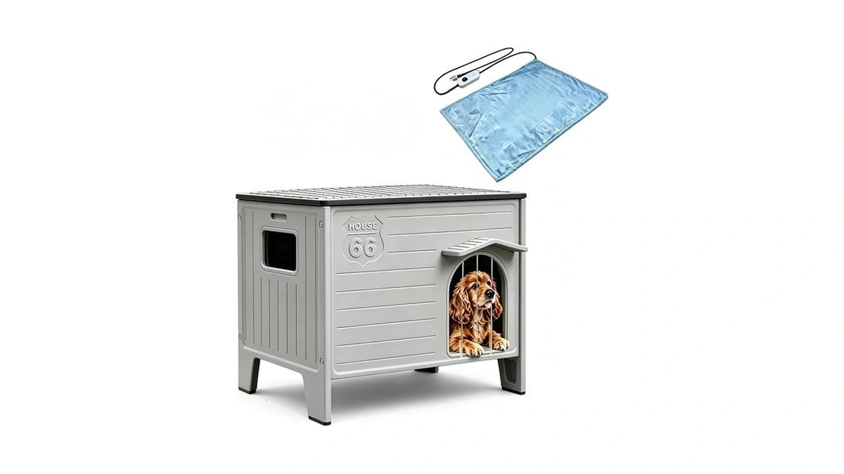Weatherproof Outdoor Dog House With Heating Mat, 26.7" D *
