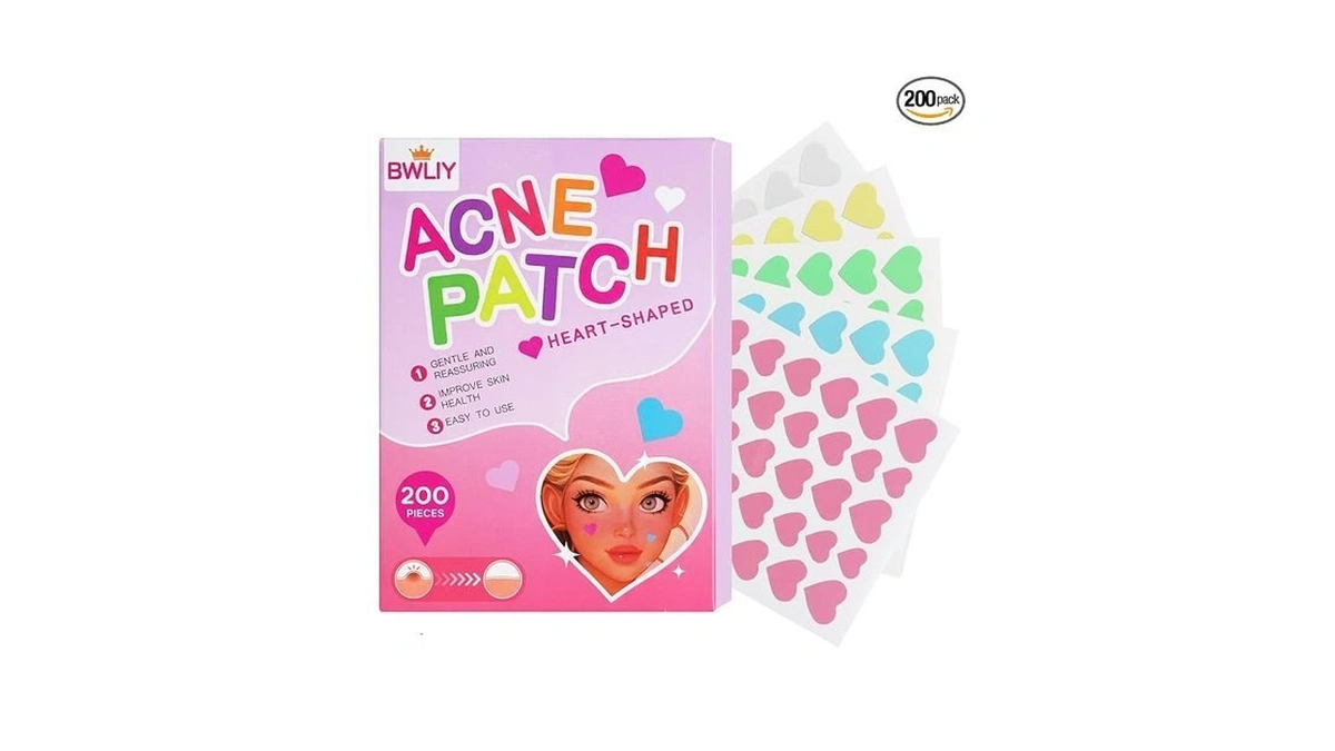 Bwliy Heart-shaped Pimple Patches, 3 Sizes, 200 Count Acne Patches,
