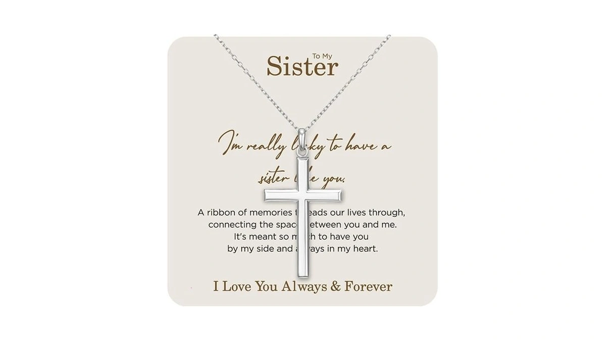 Norbu 925 Sterling Silver Cross Necklace For Women With Greeting