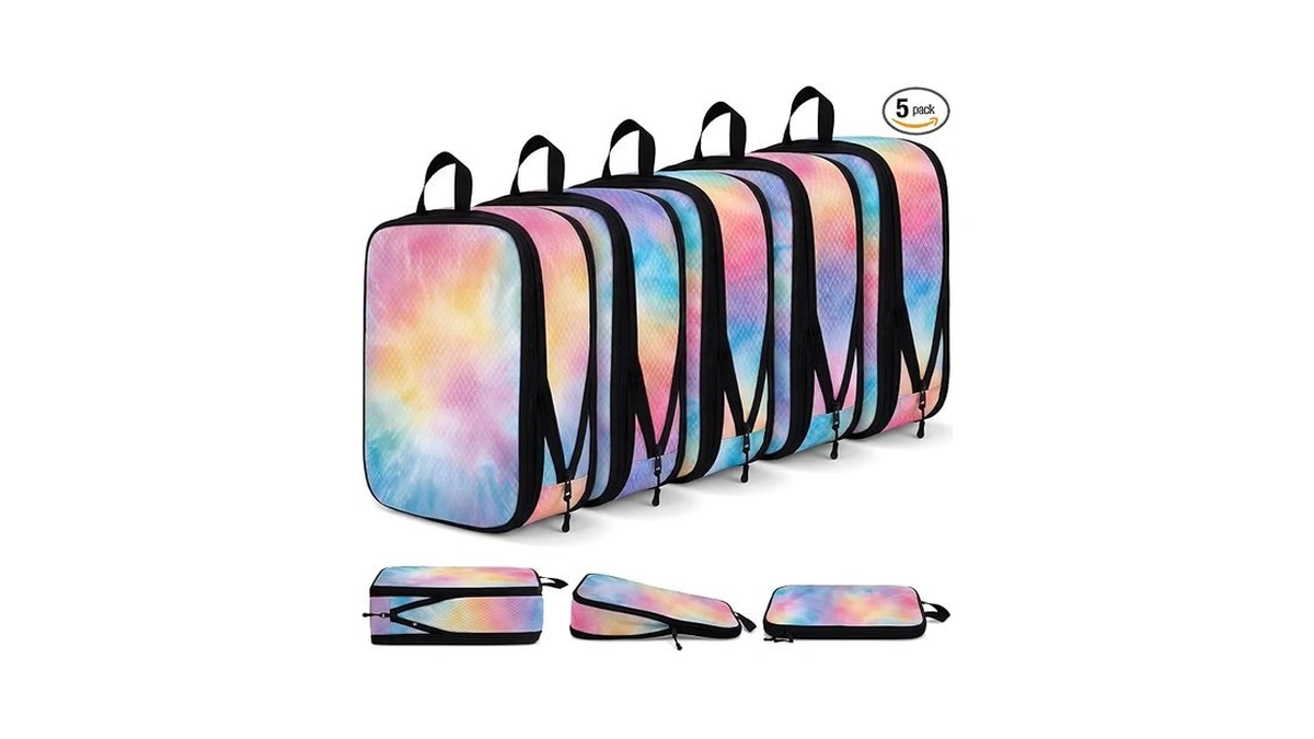 Bulyoou 5 Pack Compression Packing Cubes For Travel Space Saving
