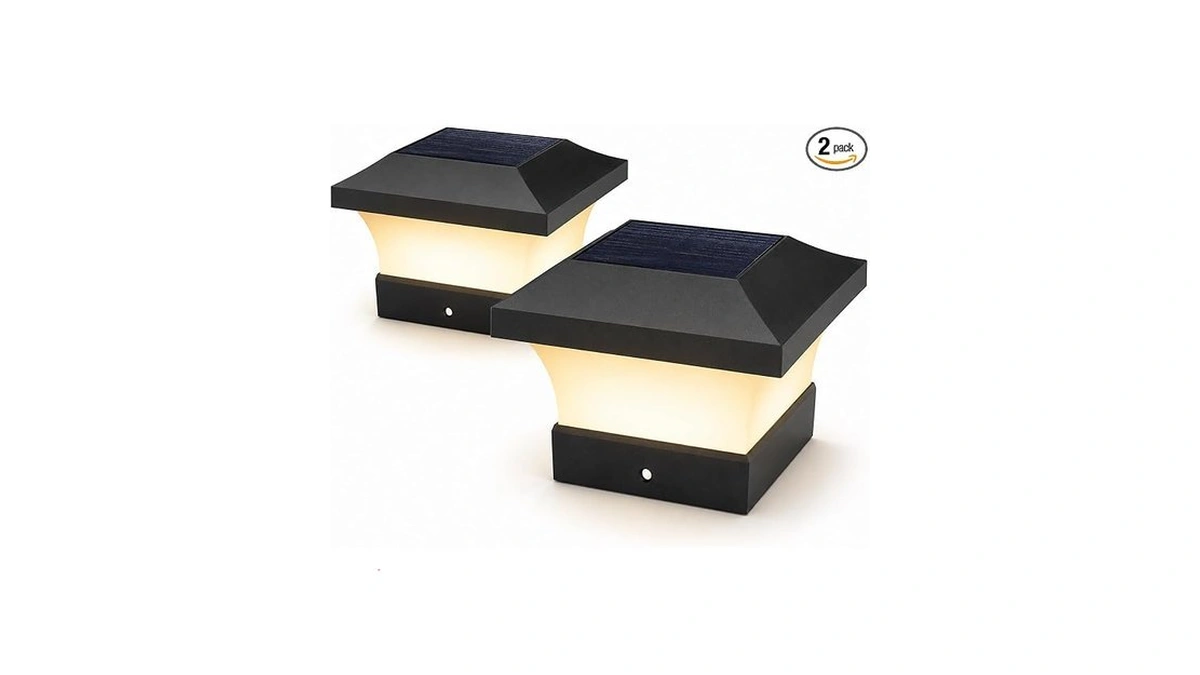 T-sun 4x4 Solar Post Cap Lights, 2 Pack Warm White