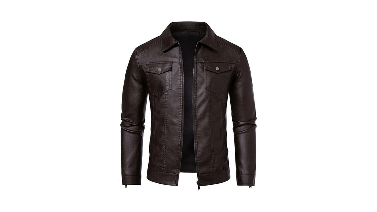 Zbrandy Dark Brown Leather Jacket Men Faux Leather Jackets Motorcycle