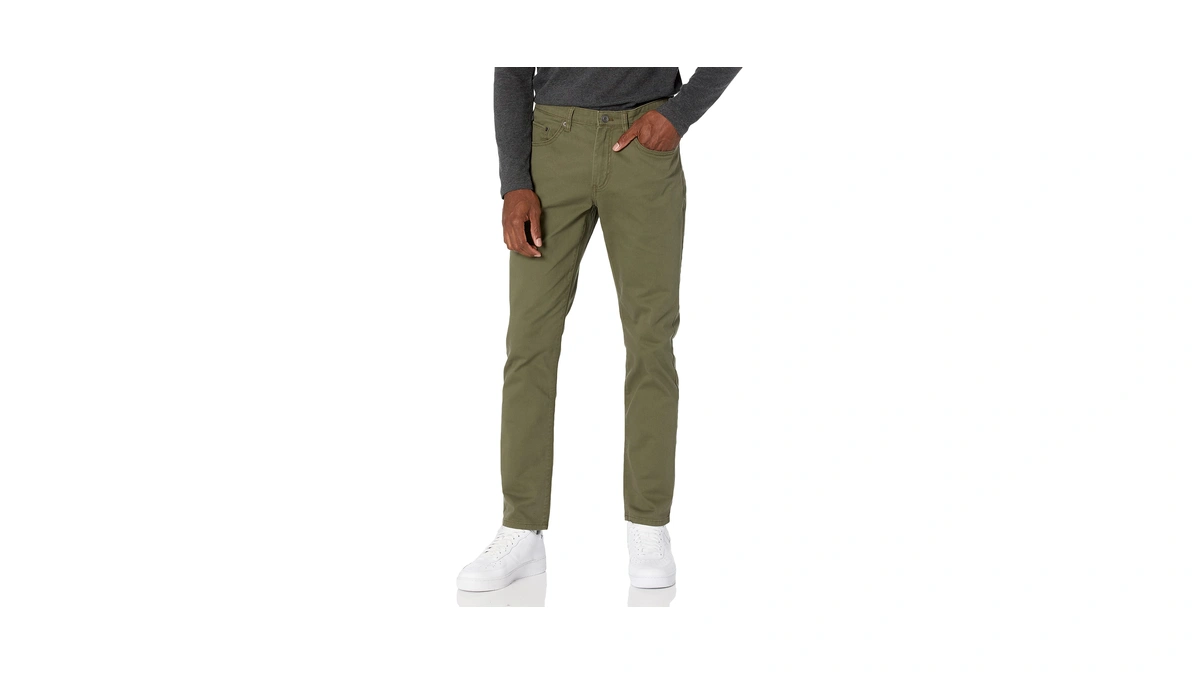 Amazon Essentials Men's 5-pocket Stretch Twill Casual Pants, Olive, 33w