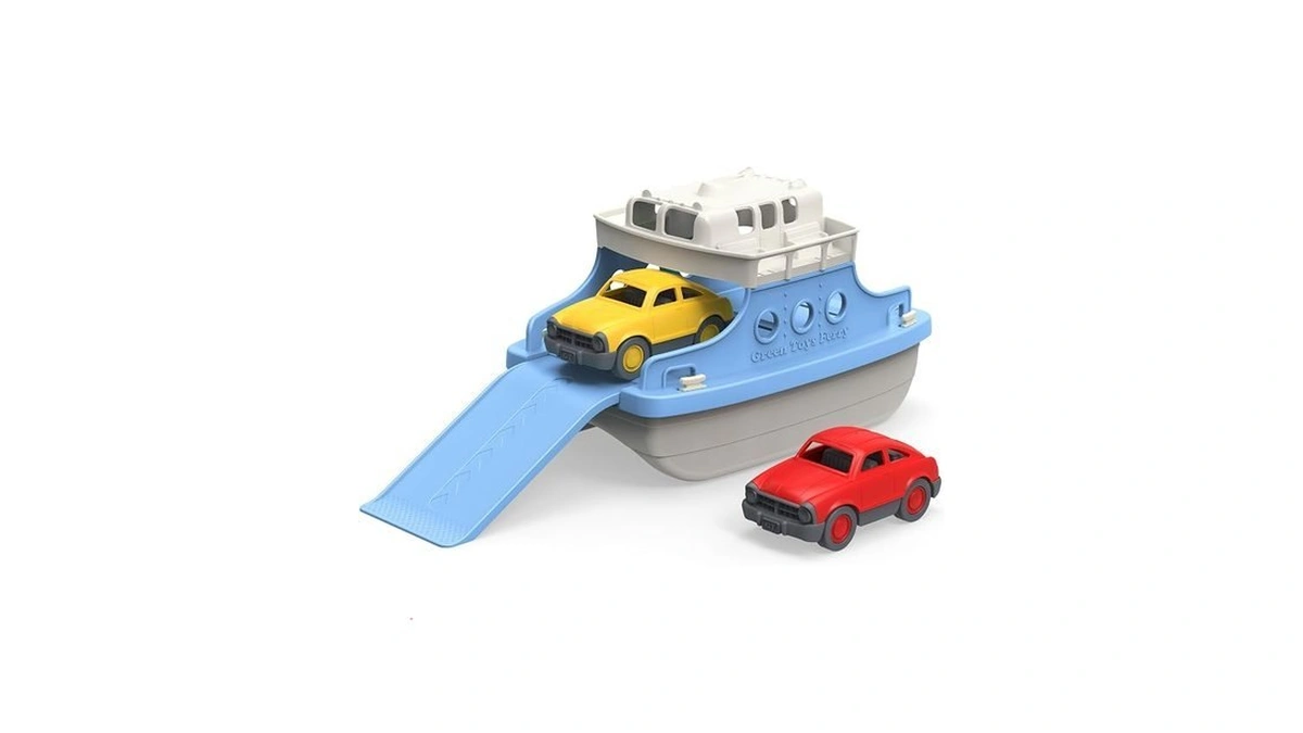 Green Toys Ferry Boat With Mini Cars Bathtub Toy, Blue/white,