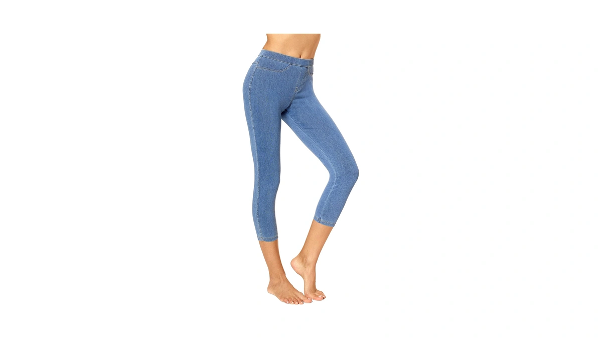 No Nonsense Womens Classic Denim Capri With Pockets Leggings Pants,