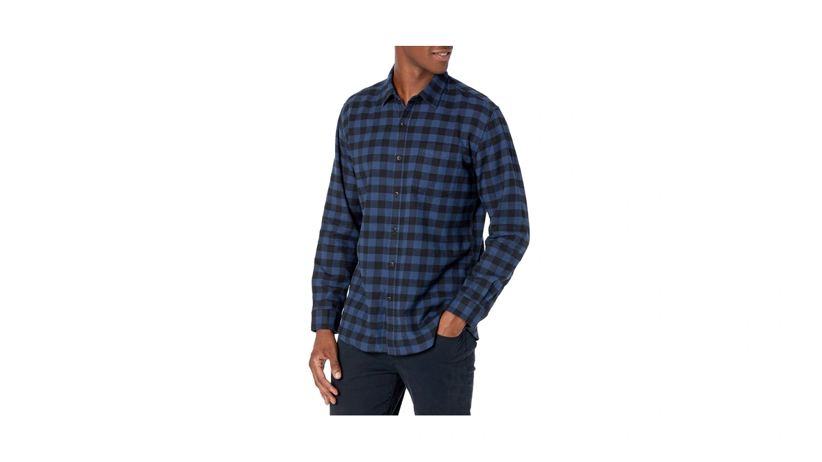 Amazon Essentials Men's Regular Fit Long-sleeve Flannel Shirt, Soft Brushed