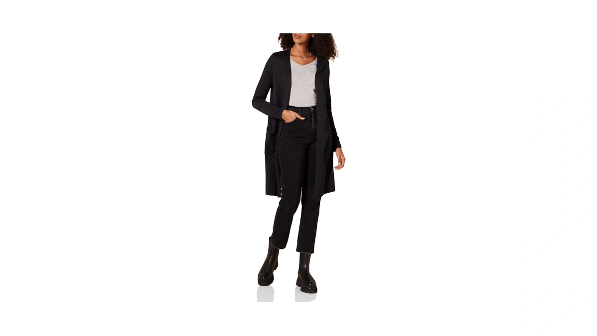 Amazon Essentials Women's Lightweight Longer Length Open-front Long-sleeve Cardigan Sweater,