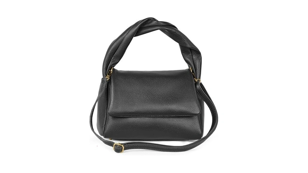 Italian Calf Leather Top-handle Bag For Women With Zipper Magnetic