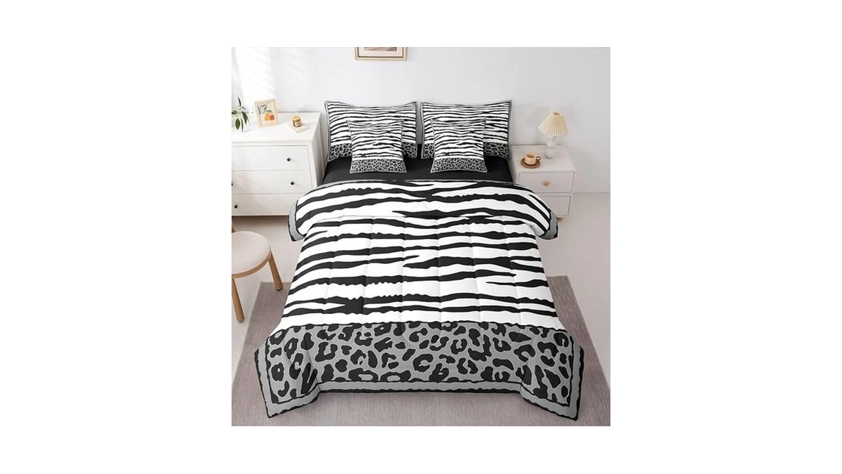 Feelyou Zebra Stripes Queen Comforter Set With Sheets For Kids