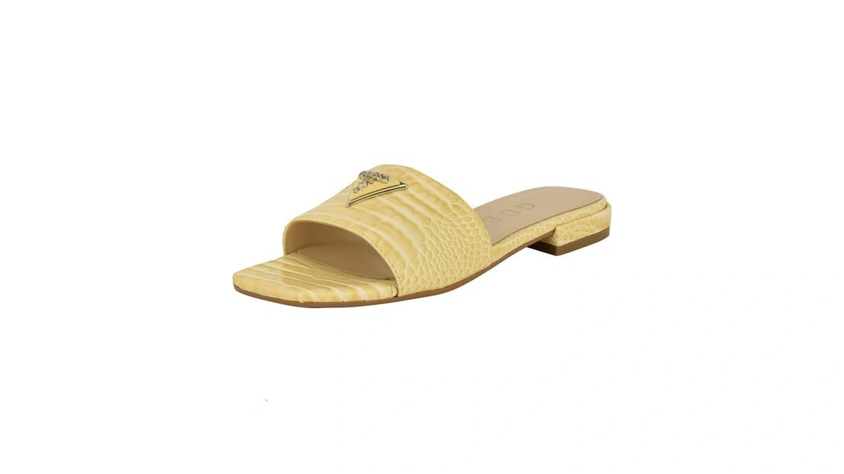 Guess Women's Tamsea Sandal, Yellow Croco 700, 6.5