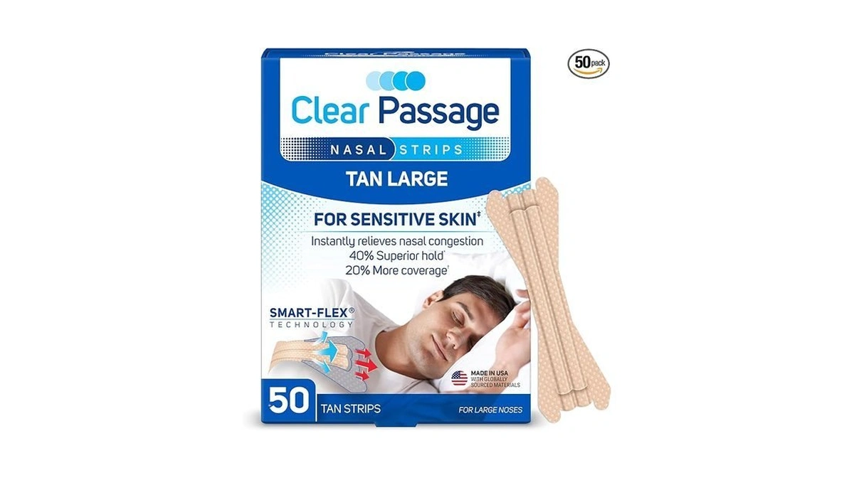 Clear Passage Nasal Strips Large, Tan, 50 Ct | Works