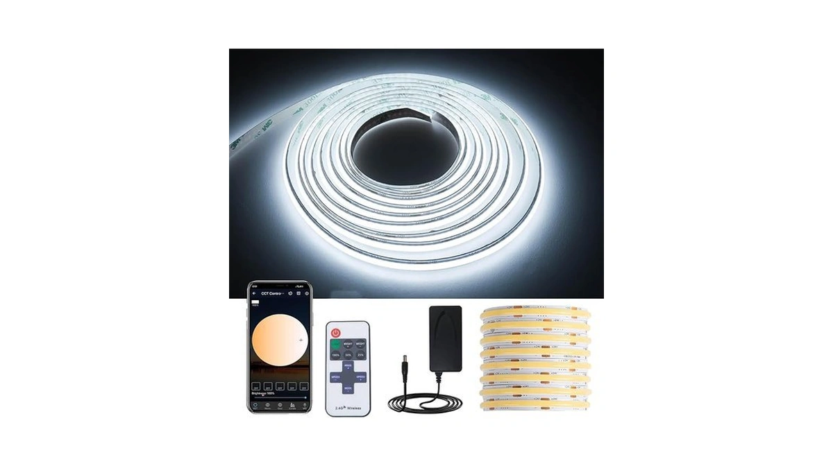 Gidealed 26.2ft Dc 24v Cob Led Strip Lights Dimmable Kit,6000k