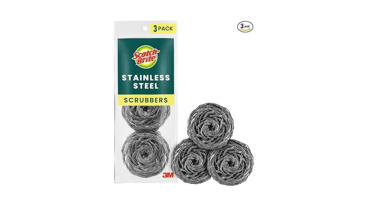 Scotch-brite Stainless Steel Scrubbers, Scouring Pads For Cleaning Tough Baked-on