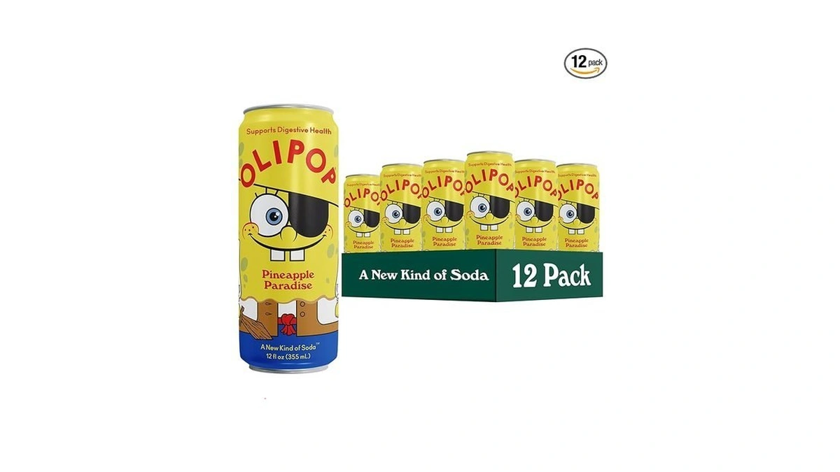 Olipop Prebiotic Soda Pop, Spongebob Pineapple Paradise, Pantry Pack Packed