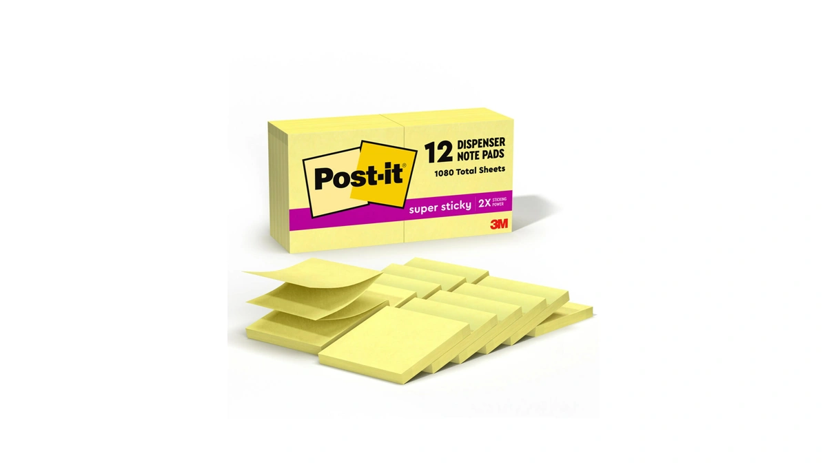 Post-it Super Sticky Dispenser Pop-up Notes, 12 Sticky Note Pads,